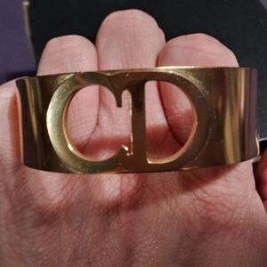 Gold CD Logo Statement Cuff Bracelet